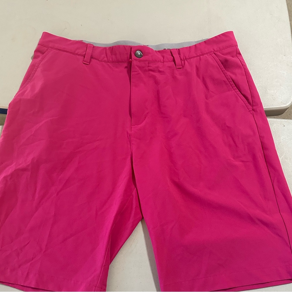 Men’s size 36, Adidas, flat front, golf shorts, hot pink